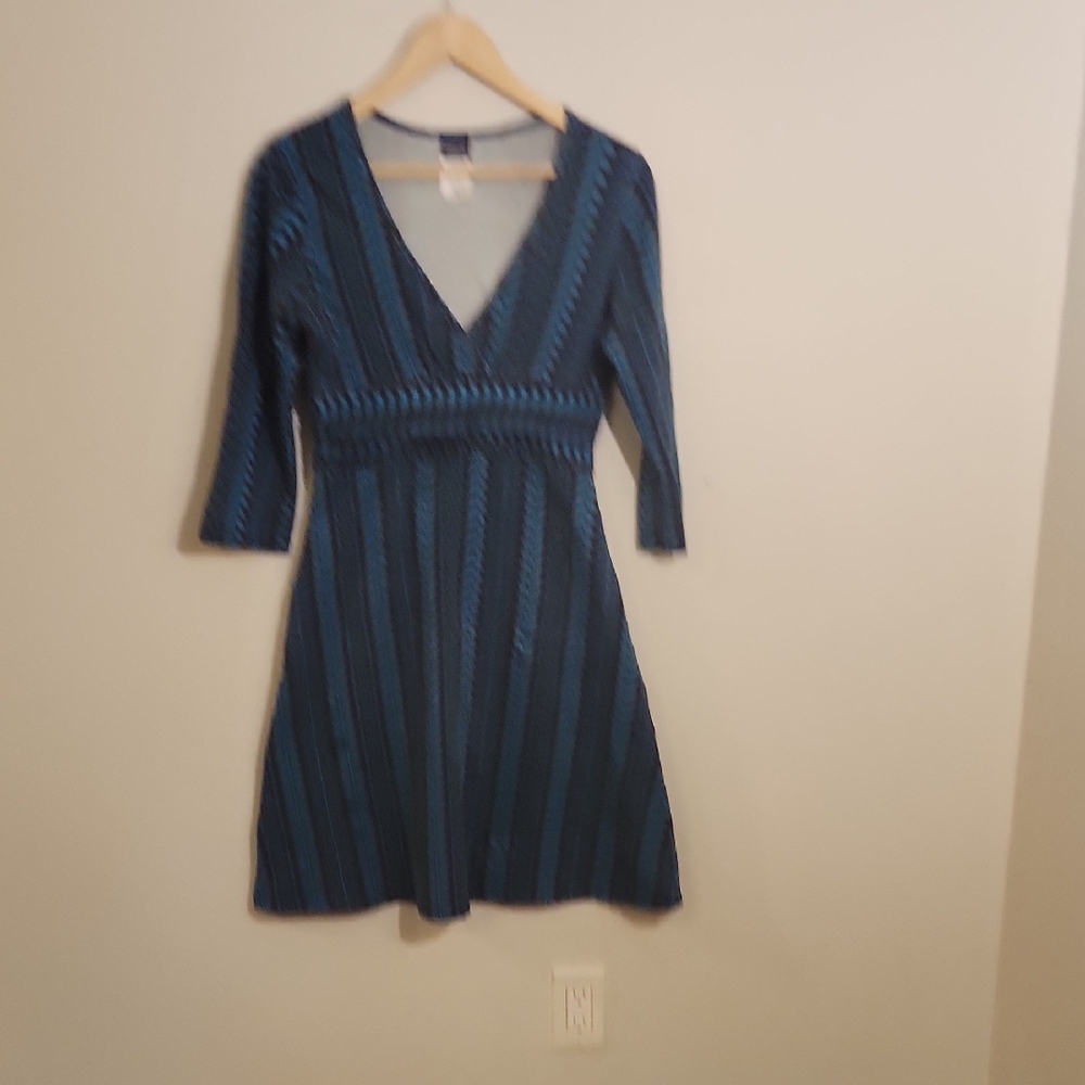 Patagonia Navy Striped Long Sleeve Dress